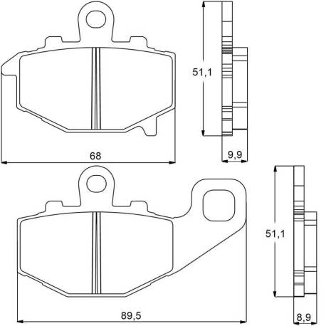 Plaquette De Frein arrière (ou avant suivant modèle) Accossato AGPP102 (dimensio